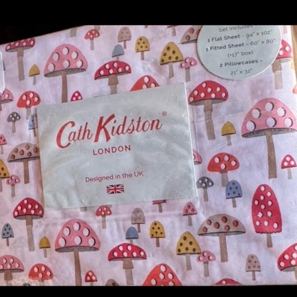 Cath Kidston Mini Mushroom Queen 4 Piece Sheet Set cotton